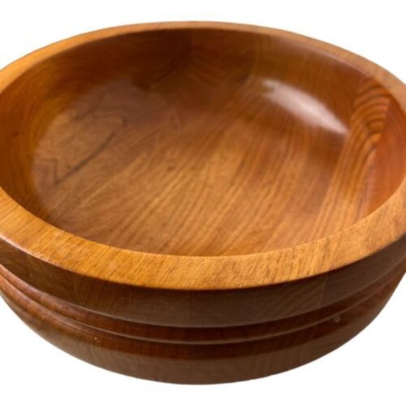 Vtg Wooden Hand Turned Collection Bowl Fruit Display with Pedestal Maple Walnut - Picture 3 of 7
